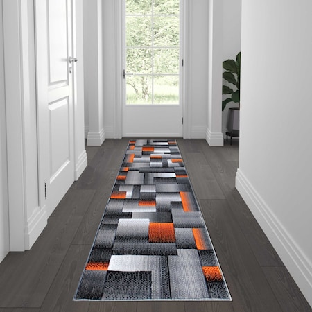Flash Furniture Orange 2' x 7' Modern Color Blocked Area Rug ACD-RGTRZ861-27-OR-GG
